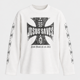 Jesus Saves - Waffle Tee White